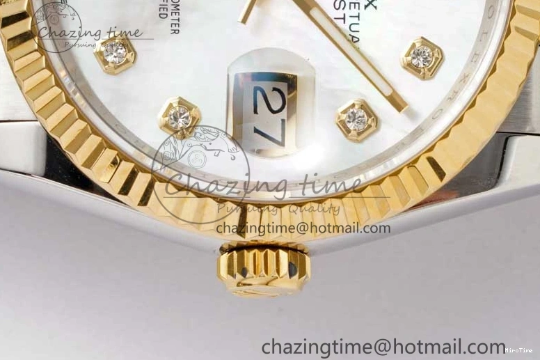 MiroTime 1221 GoodFit DateJust 36 SS YG DIWF 1:1 Best Edition 904L Steel White MOP Diamonds Dial on Jubilee Bracelet SA 2324